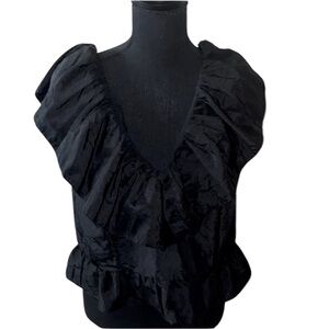 ASOS Black Ruffled Blouse Size 14